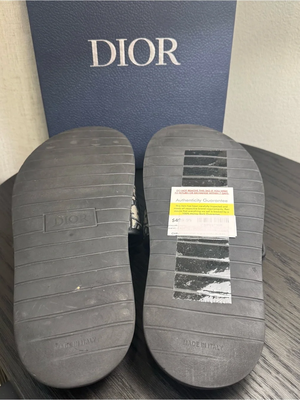 Christian Dior Men's Aqua Slide Sandals Oblique Jacquard 44